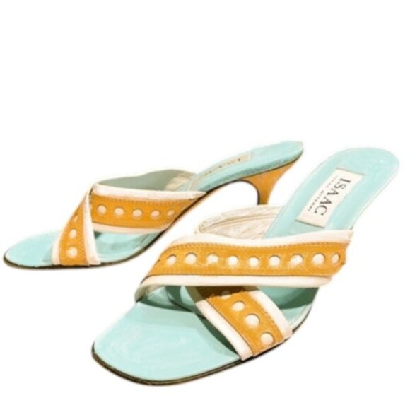 Isaac Mizrahi Open Toe Sandals Kitten Heels - Picture 2 of 5